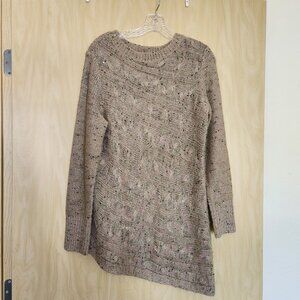 Dress Barn Asymmetrical Sweater, Beige with sequins